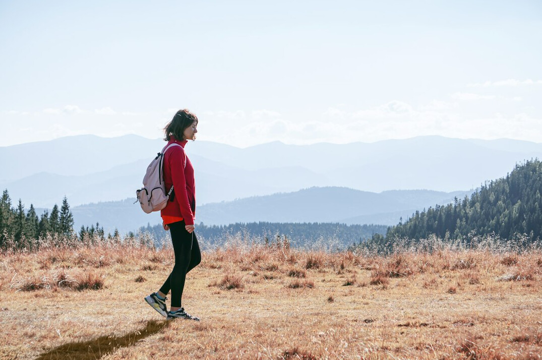 person walking in nature
